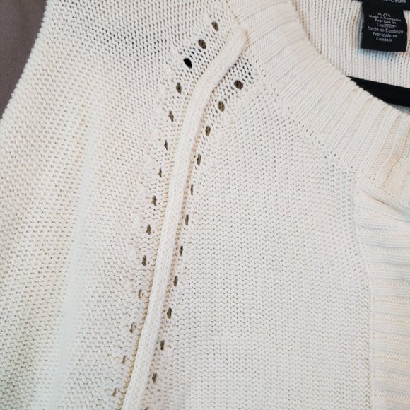 Women’s Calvin Klein Jeans White Tight Knit Button Down Sweater Cardigan Size XL - Picture 5 of 12